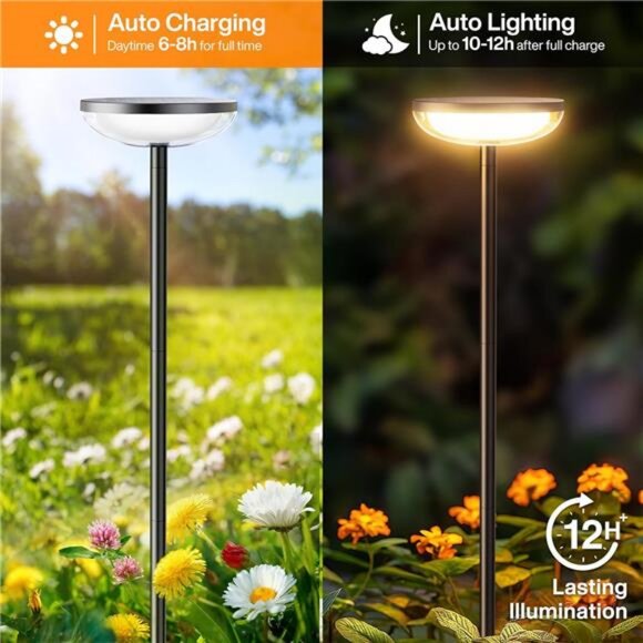 Solar Pathway Lights Outdoor, 6 Pack 27'' Tall Solar Garden Lights Outdoor - Picture 3 of 8